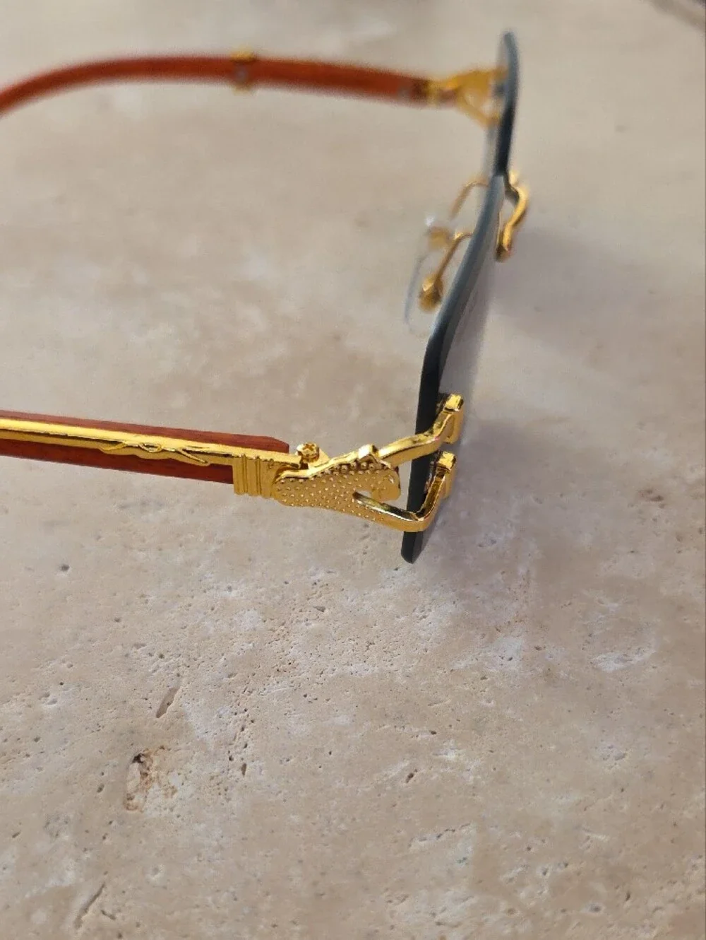 Cartier Rimless Sunglasses in Black and Gold with Red Case